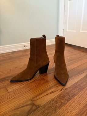 Zara Brown Suede Pointed Toe Ankle Boots